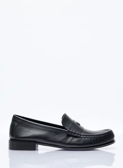 MAX MARA LOGO PLAQUE LEATHER LOAFERS
