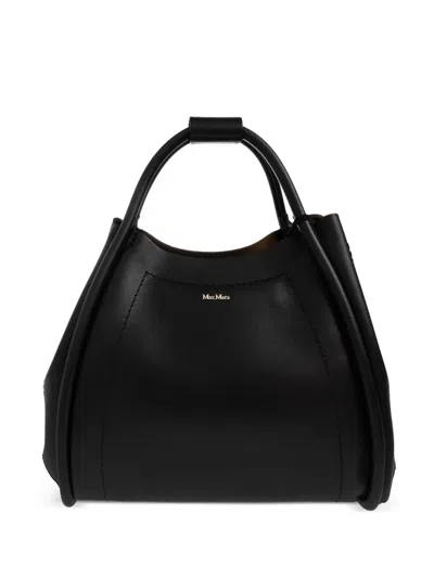 Max Mara Logo-plaque Leather Tote Bag In Black