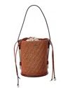 Max Mara Logo Plaque Leather-trim Bucket Bag In Orange