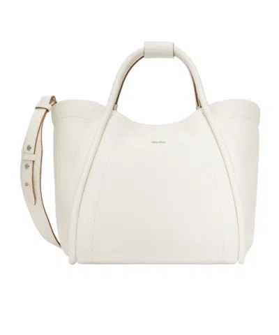 Max Mara Mini Marin Drummed Leather Bag In Gesso