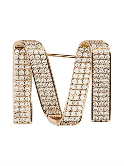 Max Mara Logo Polished Gold Metal Brooch