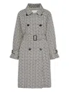 Max Mara Logo-print Belted Raincoat In Gray