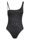 Max Mara Logo-print One-shoulder Swimsuit In Black