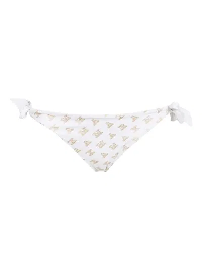 Max Mara Logo-print Side-tie Bikini Bottoms In White