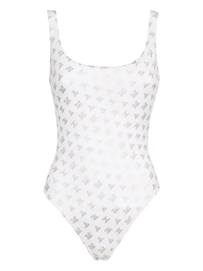 Max Mara Logo-print Swimsuit In White