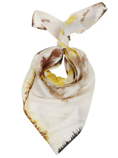 Max Mara Logo Printed Scarf In Beige