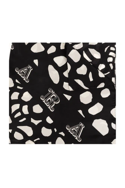 Max Mara Logo Printed Shawl In Bianco Nero