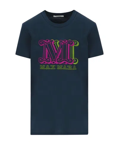 Max Mara Logo Printed T-shirt In Blue