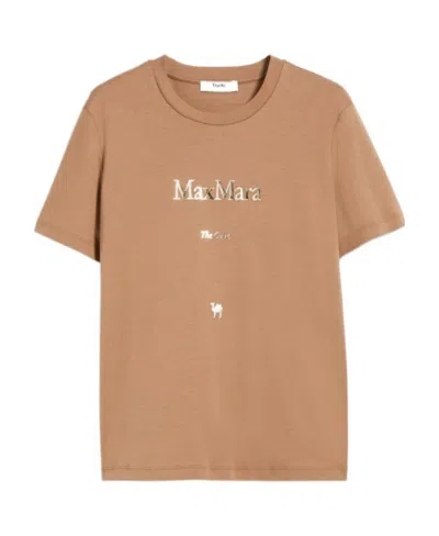 Max Mara Logo Printed T-shirt In Brown