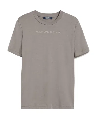 Max Mara Logo Printed T-shirt In Gray