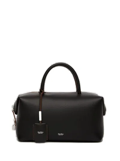 Max Mara Logo Printed Top Handle Bag In Black