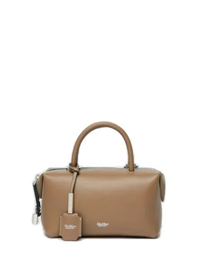 Max Mara Logo Printed Top Handle Bag In Brown