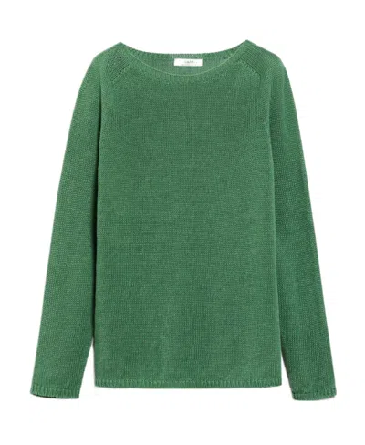 Max Mara Logo Round-neck Sweater In Green