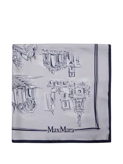 Max Mara Patterned Silk Scarf In Gray