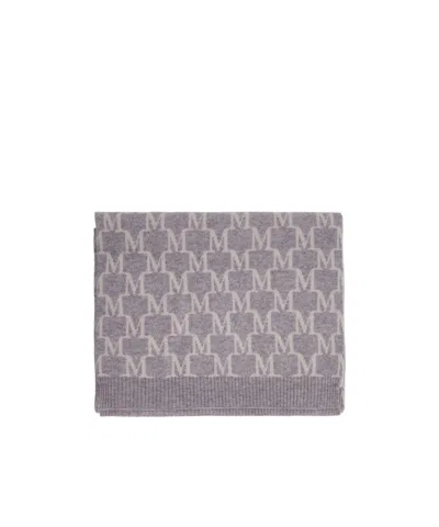 Max Mara Logo Scarf In Gray