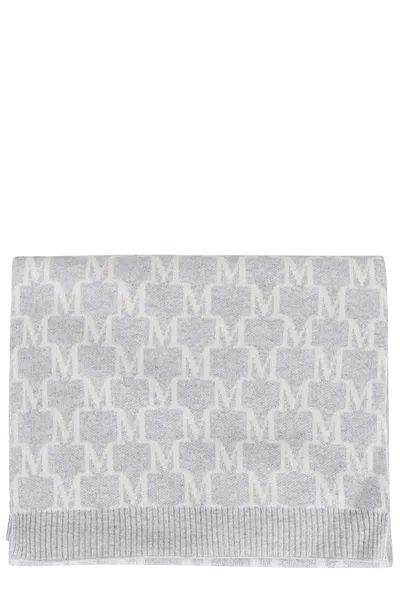 Max Mara Logo Scarf In Light Grey