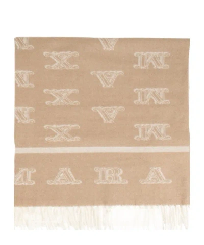 Max Mara Logo Scarf In Nude