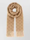 Max Mara Logo Scarf With Embroidered Design And Fringes In Yellow