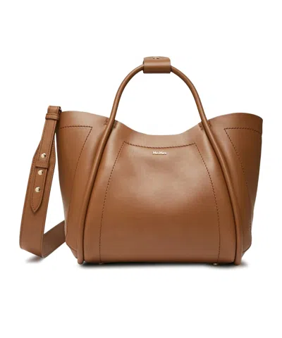 Max Mara Logo Shoulder Bag In Bronze Brown