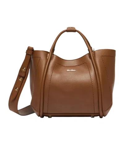Max Mara Logo Shoulder Bag In Bronze Brown