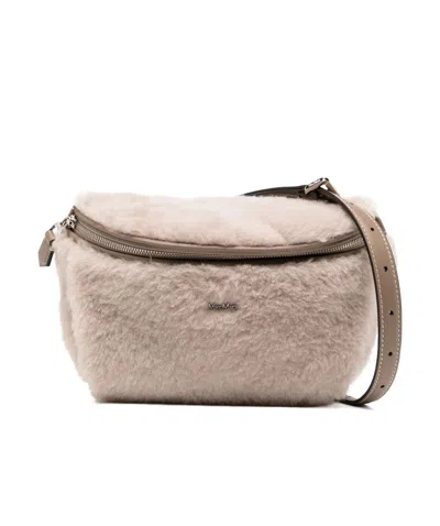 Max Mara Logo Shoulder Bag In Nude
