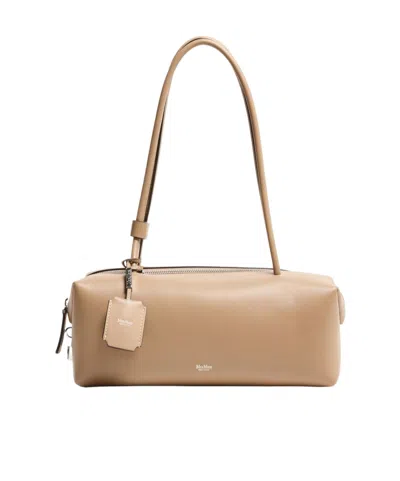 Max Mara Logo Shoulder Bag In Nude