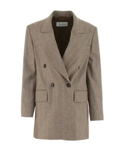Max Mara Logo Suit Jacket In Gray