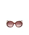 Max Mara Women's Liz Geometric-frame Dark Havana Acetate And Gold-tone Sunglasses In Pink