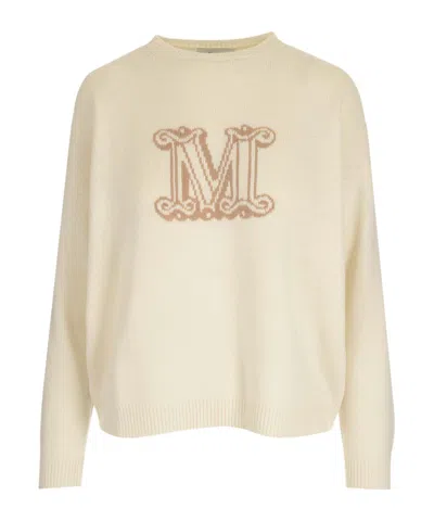 Max Mara Logo Sweater In Neutral