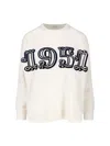 Max Mara White Cashmere-wool Blend Sweater With Logo Embroidery In White
