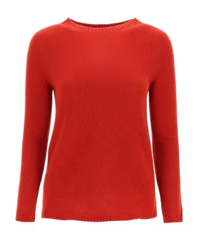 Max Mara Logo T-neck Sweater In Red