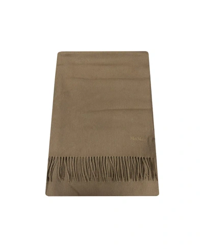 Max Mara Logo Tassel Scarf In Brown