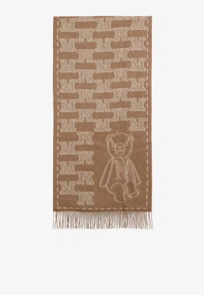 Max Mara Logo Teddy Scarf In Brown
