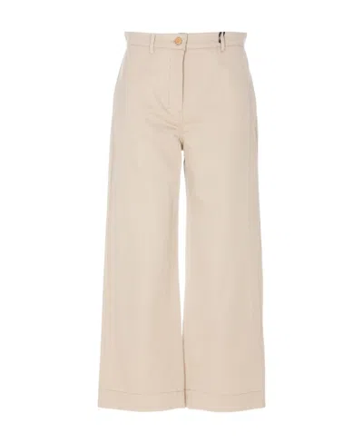 Max Mara Logo Trousers In Nude