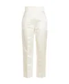 Max Mara Satin High Waist Cropped Trousers In White