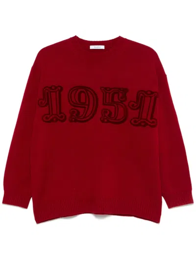 Max Mara Logo Wool And Cashmere Jumper In Red