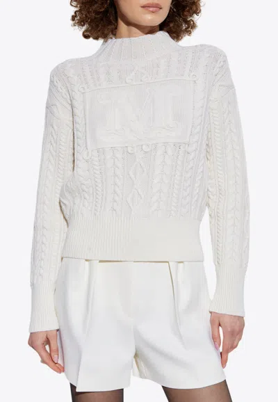 MAX MARA LOGO WOOL-BLEND CREWNECK SWEATER