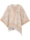 Max Mara Logo Wool Cape In Beige
