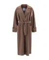 Max Mara Logo Wool Coat In Brown