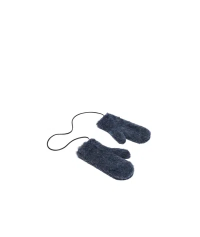 Max Mara Logo Wool Gloves In Blue