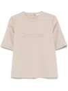 Shop Max Mara Logo Wool T-shirt In Beige
