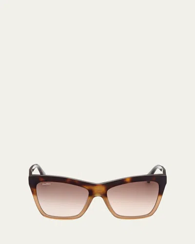Max Mara Logo2 Gradient Acetate Butterfly Sunglasses In Havana/other/gradient Brown