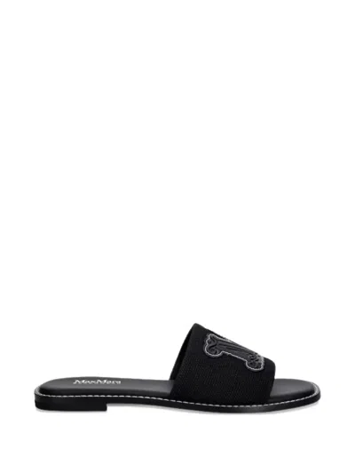 Max Mara Logo-appliqué Sandals In Black