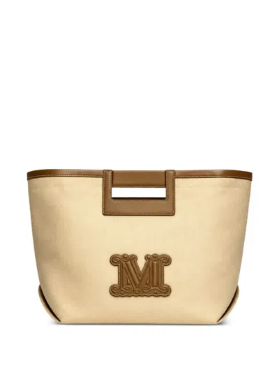 Max Mara Logo-appliqué Tote Bag In Neutral