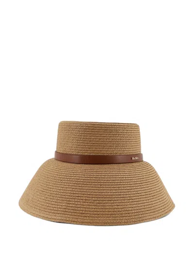 Max Mara Logo-detail Bucket Hat In Brown