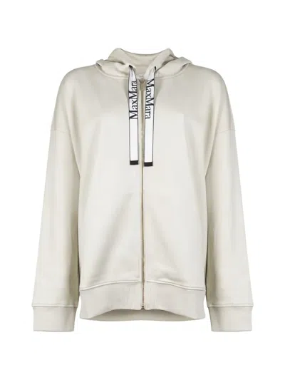 Max Mara Logo-drawstring Zip-up Hoodie In Brown