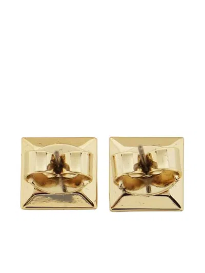 Max Mara Logoed Square Earrings In Gold