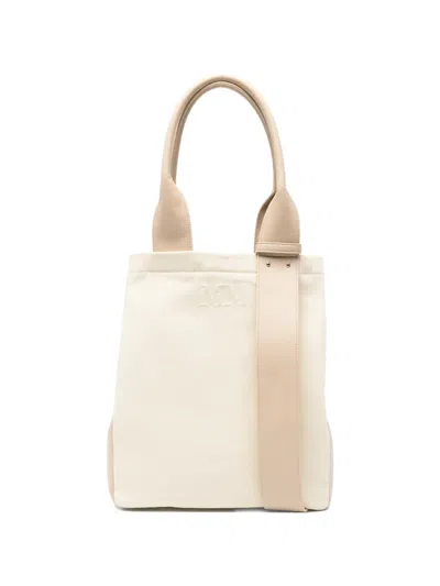 Max Mara Logo-embossed Tote Bag In Neutral