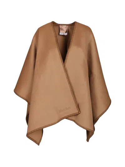 Max Mara Logo-embroidered Cape In Animal Print