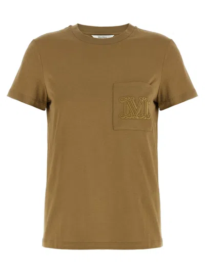 Max Mara Logo-embroidered Cotton Jersey T-shirt In Tan